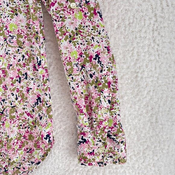 Ann Taylor Pink Floral Print Button-Up Shirt Womens Long Sleeve Collared Size 0 - Picture 5 of 13